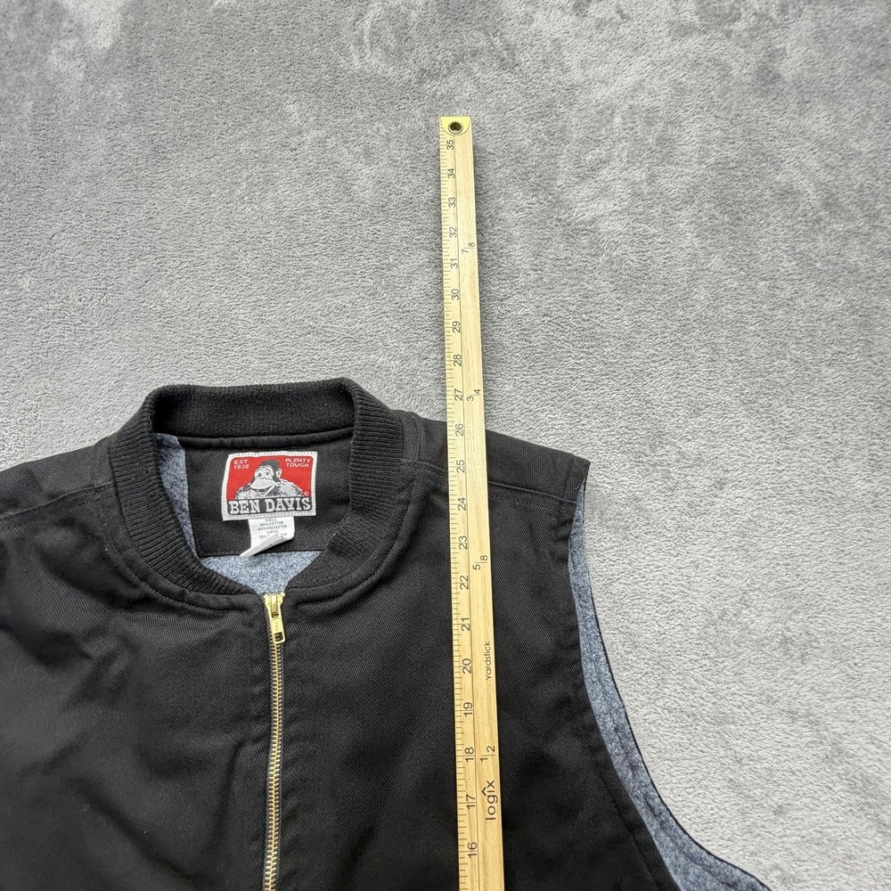 Ben Davis Vest Mens XL Black Twill Lined Full Zip Pockets Workwear Ribbed Collar - Picture 4 of 7